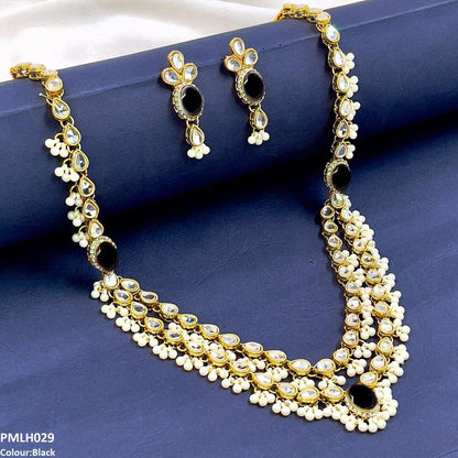 PMLH029 SDQ Oval/Tear Pearl Drop Necklace Set