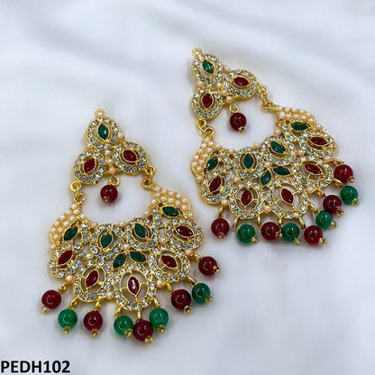 PEDH102 FRN Marquise/Pearl Drop Earrings