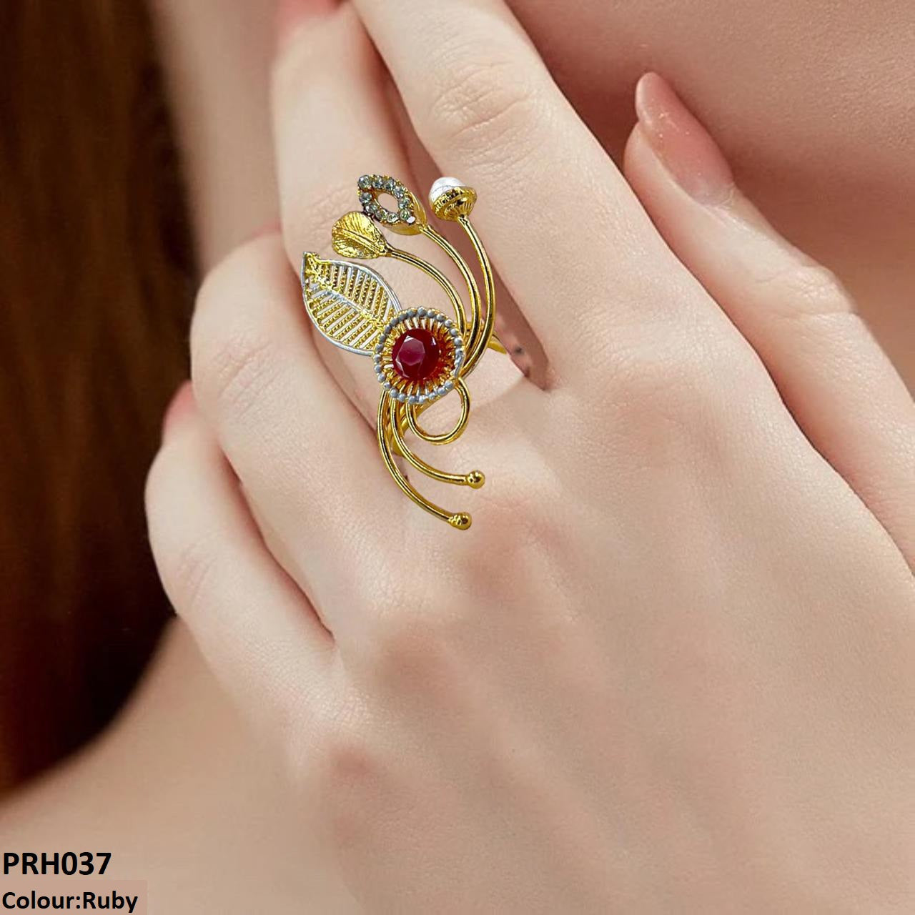 PRH037 FRN Round Leaf Ring Adjustable