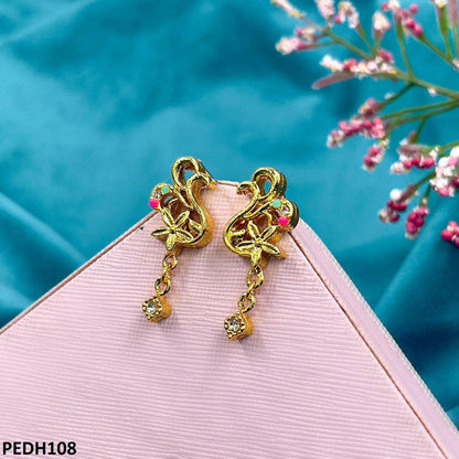 PEDH108-MZM PEDH108 MZM Root Flower Drop Earrings