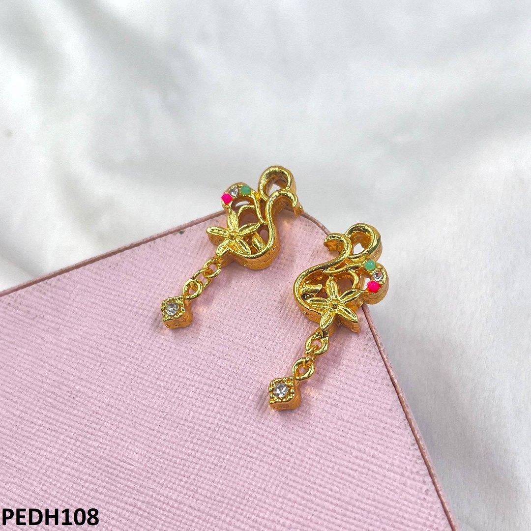 PEDH108-MZM PEDH108 MZM Root Flower Drop Earrings