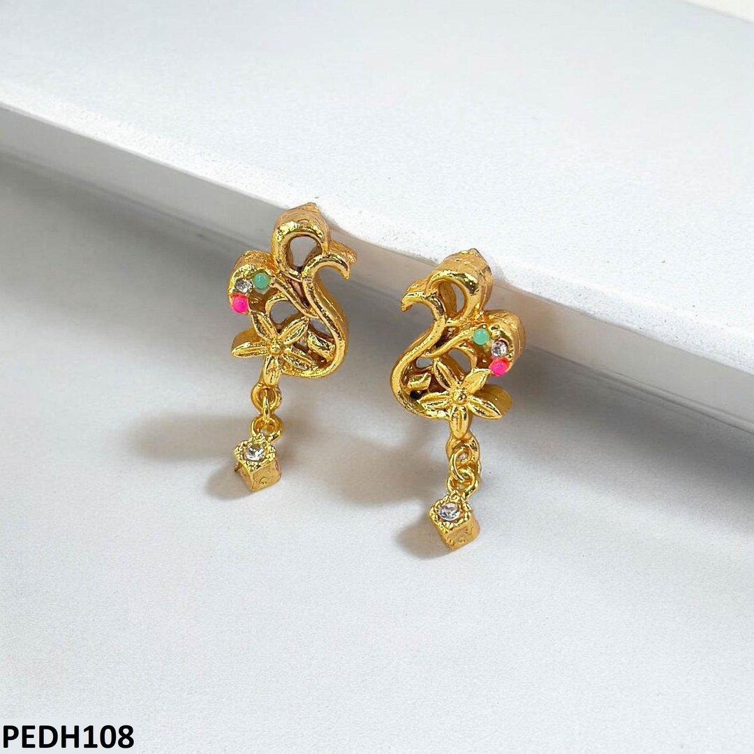 PEDH108-MZM PEDH108 MZM Root Flower Drop Earrings