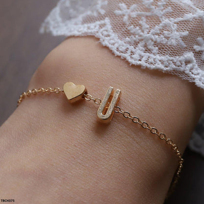 TBCH375 QWN Alphabet Heart Bracelet