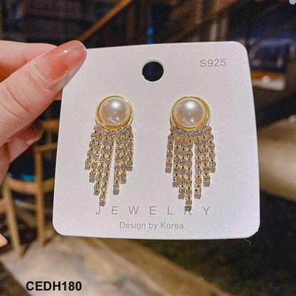 CEDH180 SIQ Pearl Tassel Drop Earrings