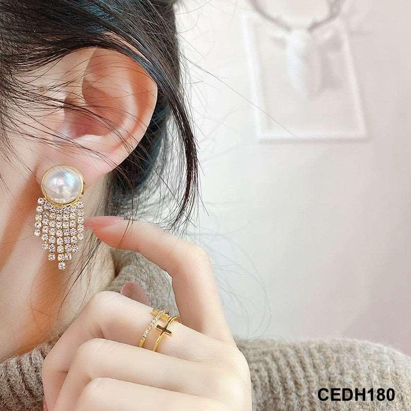 CEDH180 SIQ Pearl Tassel Drop Earrings