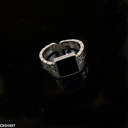 CRSH497 WNS Painted Black Square Ring Adjustable