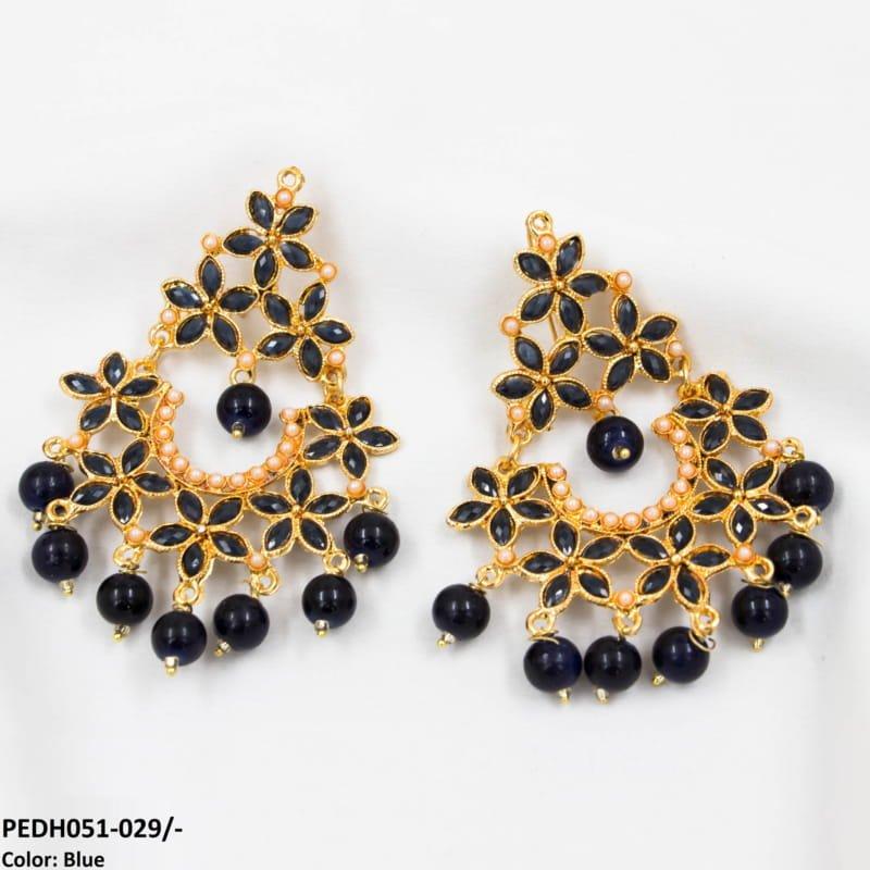 PEDH051 FRN Flower Pearl Drop Earrings Pair