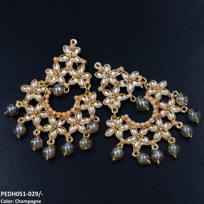 PEDH051 FRN Flower Pearl Drop Earrings Pair