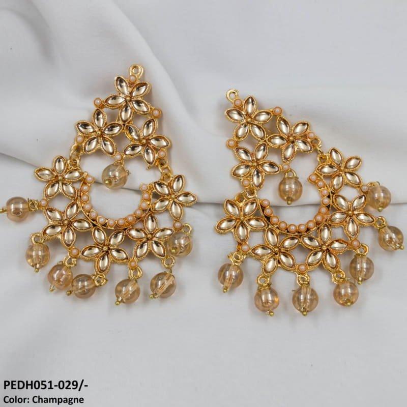 PEDH051 FRN Flower Pearl Drop Earrings Pair