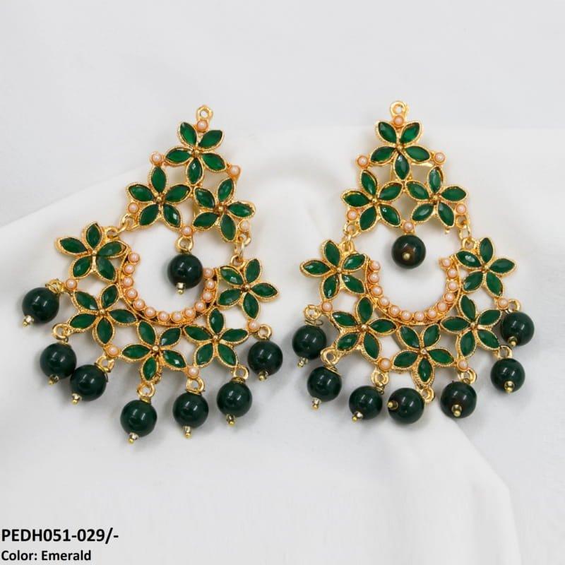 PEDH051 FRN Flower Pearl Drop Earrings Pair