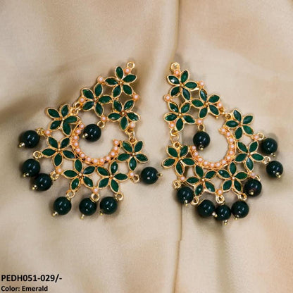 PEDH051 FRN Flower Pearl Drop Earrings Pair