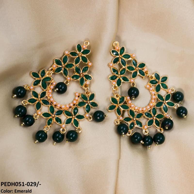 PEDH051 FRN Flower Pearl Drop Earrings Pair