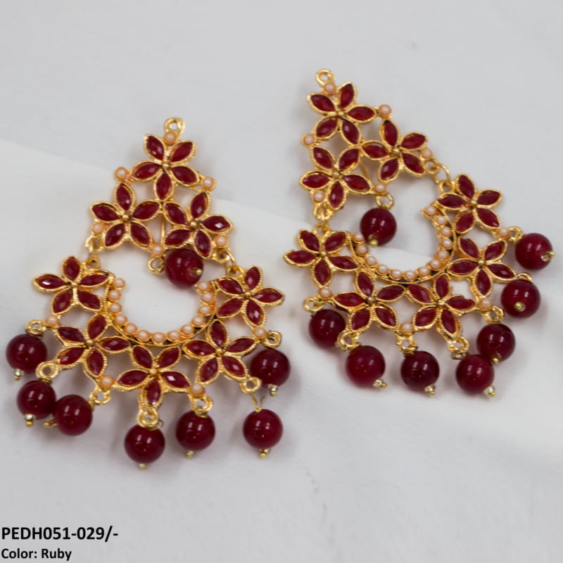 PEDH051 FRN Flower Pearl Drop Earrings Pair