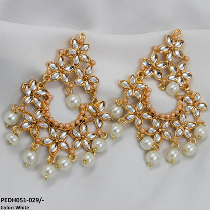 PEDH051 FRN Flower Pearl Drop Earrings Pair