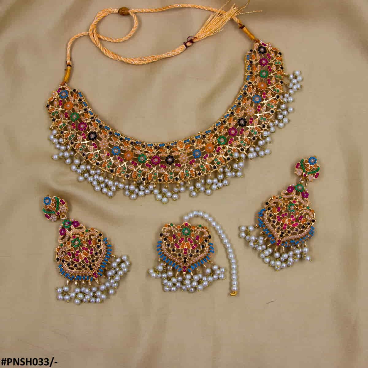 PNSH033 SDQ Multi Flower Necklace Set - PNSH