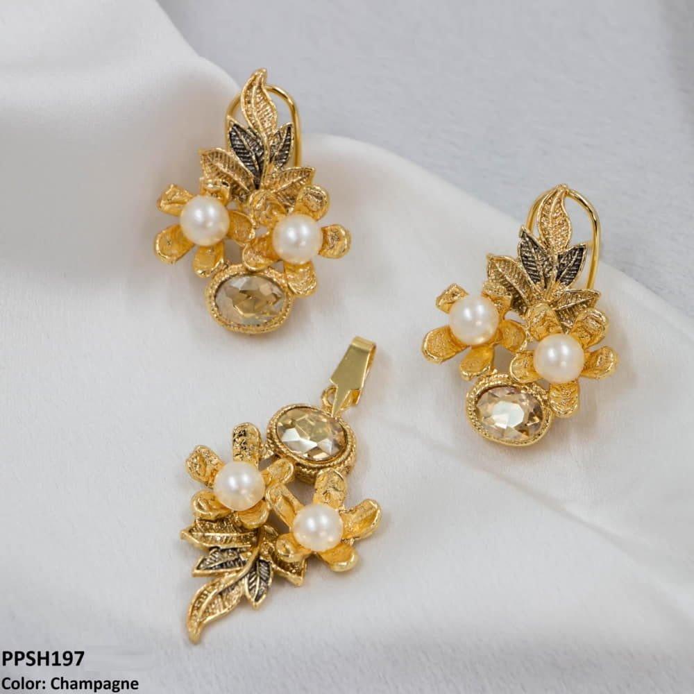 PPSH197 MZM Flower Leaf's Pendant Set