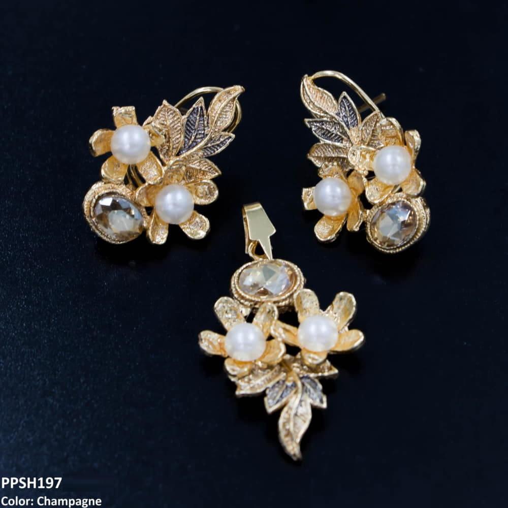 PPSH197 MZM Flower Leaf's Pendant Set