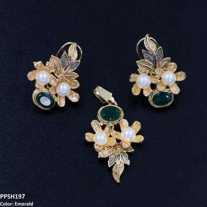 PPSH197 MZM Flower Leaf's Pendant Set