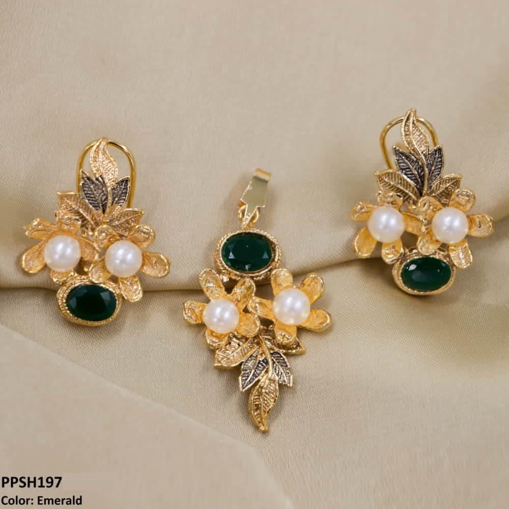 PPSH197 MZM Flower Leaf's Pendant Set