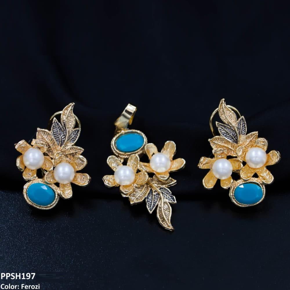 PPSH197 MZM Flower Leaf's Pendant Set