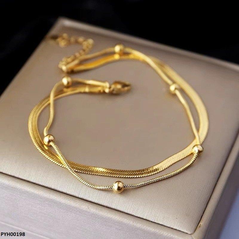 PYH00198 DGF Stainless Steel Double Chain Ball Single Anklet - PYH