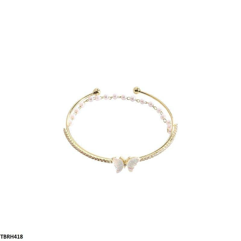 TBRH418 HJF Butterfly Pearl Drop Bracelet Adjustable