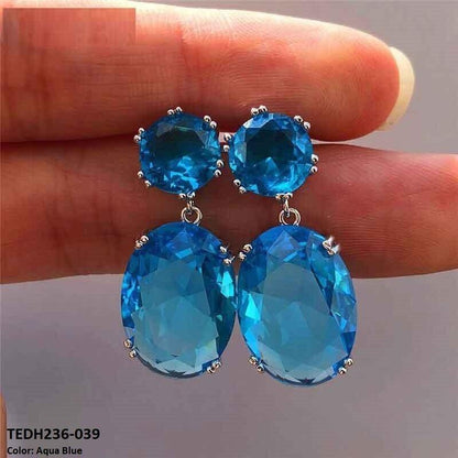 TEDH236 CSH Oval Tear Drop Earrings Pair