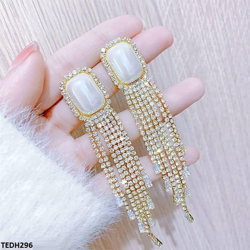 TEDH296 YBJ Pearl Tassel Drop Earrings Pair