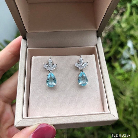 TEDH313 CSH White & Aqua Pear Drop Earrings