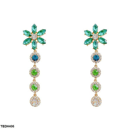 TEDH406 SIQ Flower Layered Drop Earrings