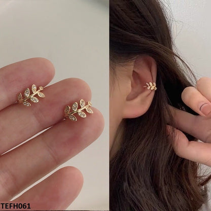 TEFH061 JMN Leaf Single Ear Cuff