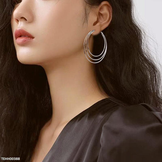 TEHH00388 HJF Round Layered Ear Hoops Pair -TEHH