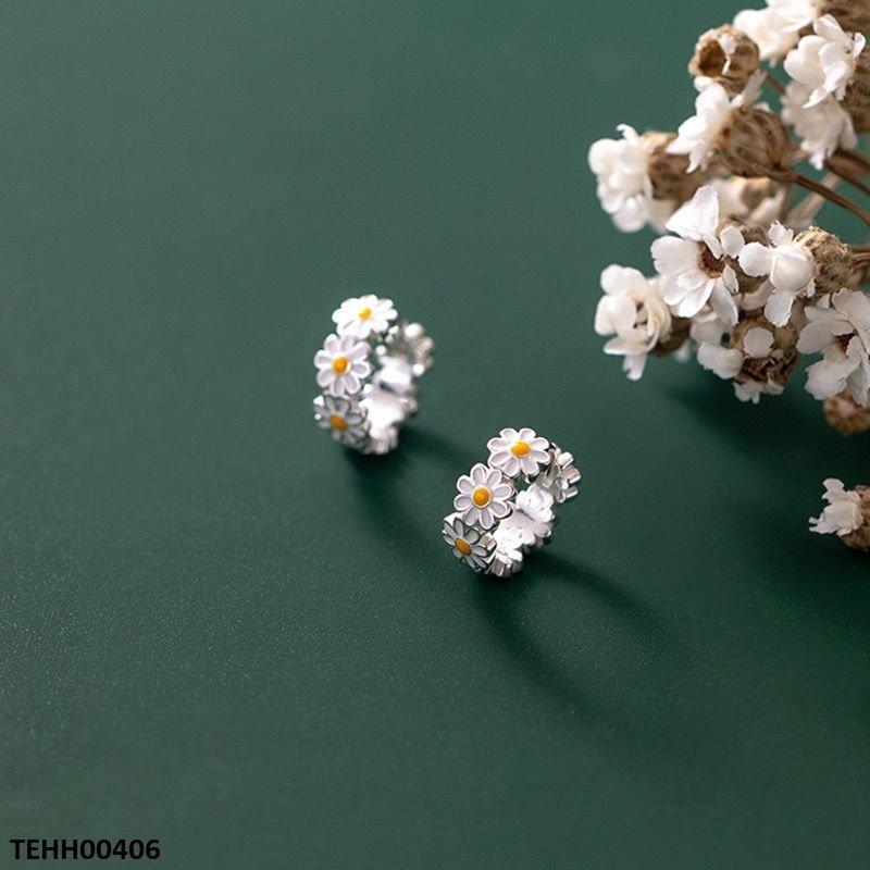 TEHH00406 JEC Flower Ear Hoops Pair - TEHH