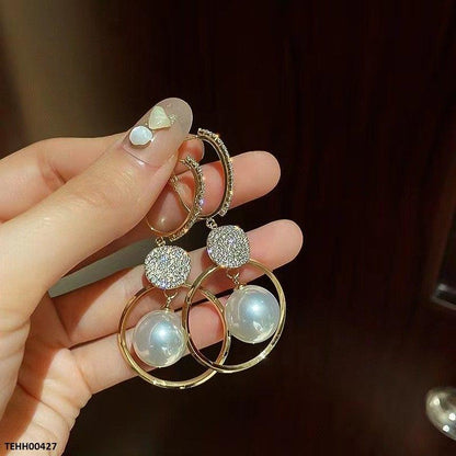 TEHH00427 BTO Coin Pearl Drop Hoops Pair - TEHH