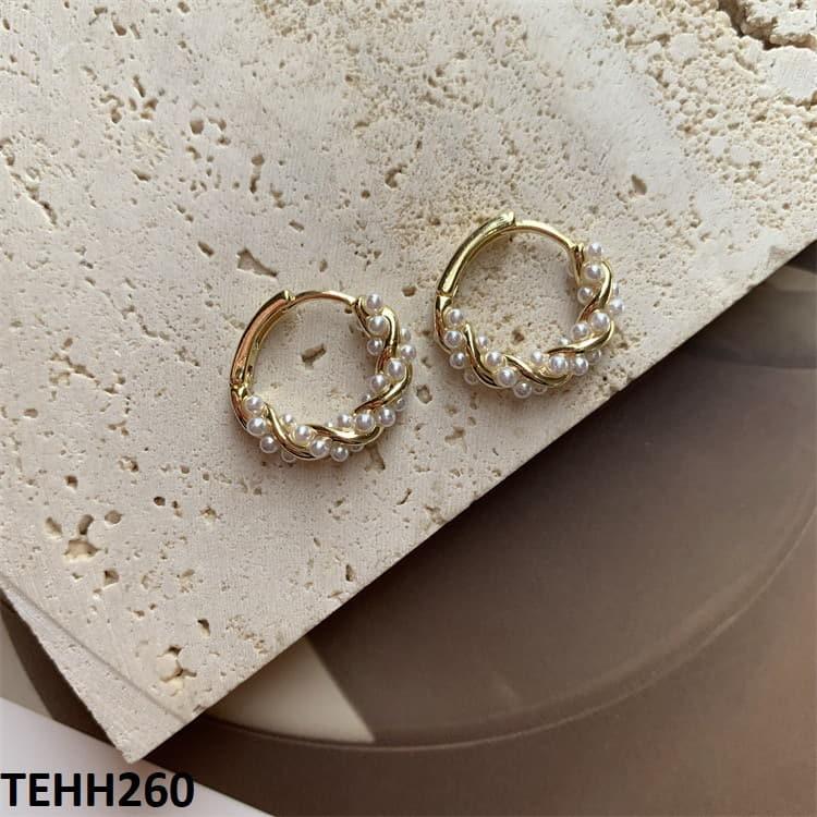 TEHH260 YHC Curved Pearl Ear Hoops Pair