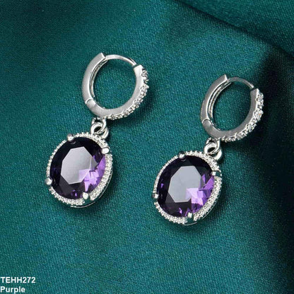 TEHH272 YLE Oval Drop Ear Hoops Pair