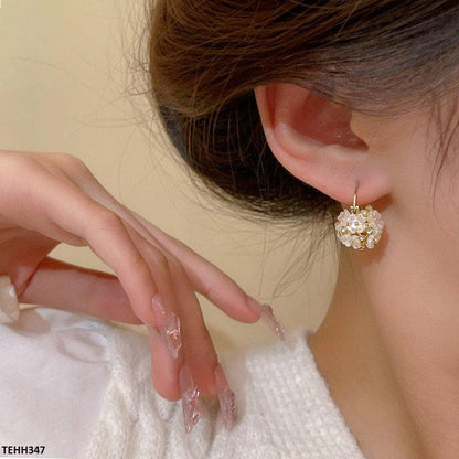 TEHH347 HJF Flower Ear Hoops Pair