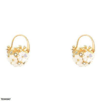 TEHH347 HJF Flower Ear Hoops Pair