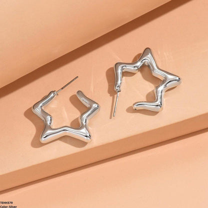 TEHH379 YYE Star Ear Hoops Pair