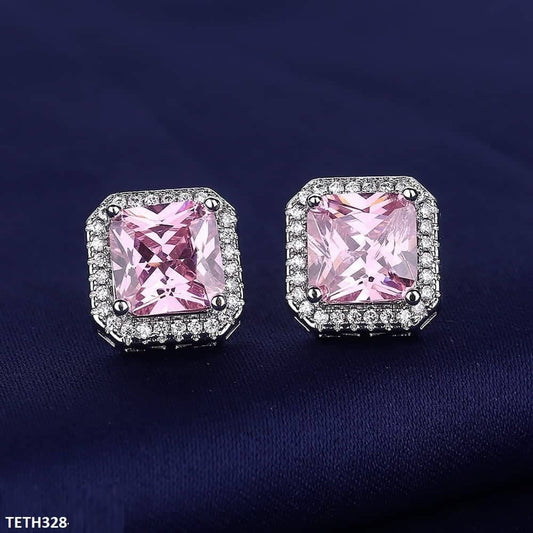 TETH328 BLX Pink Step Square Sterling Tops