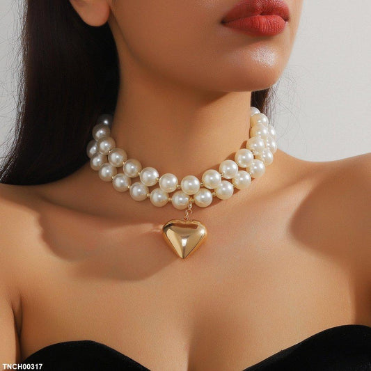 TNCH00317 YJJ Pearl Heart Necklace - TNCH