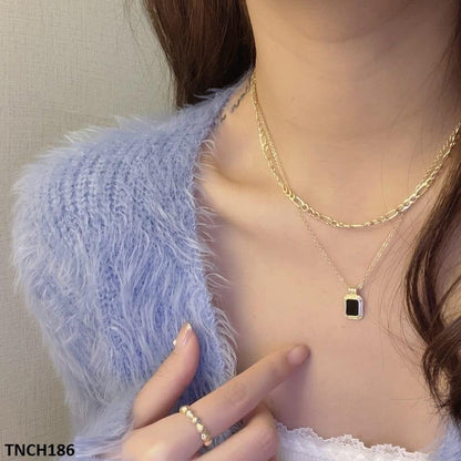 TNCH186 LSH Squared Layered Curb Chain Necklace