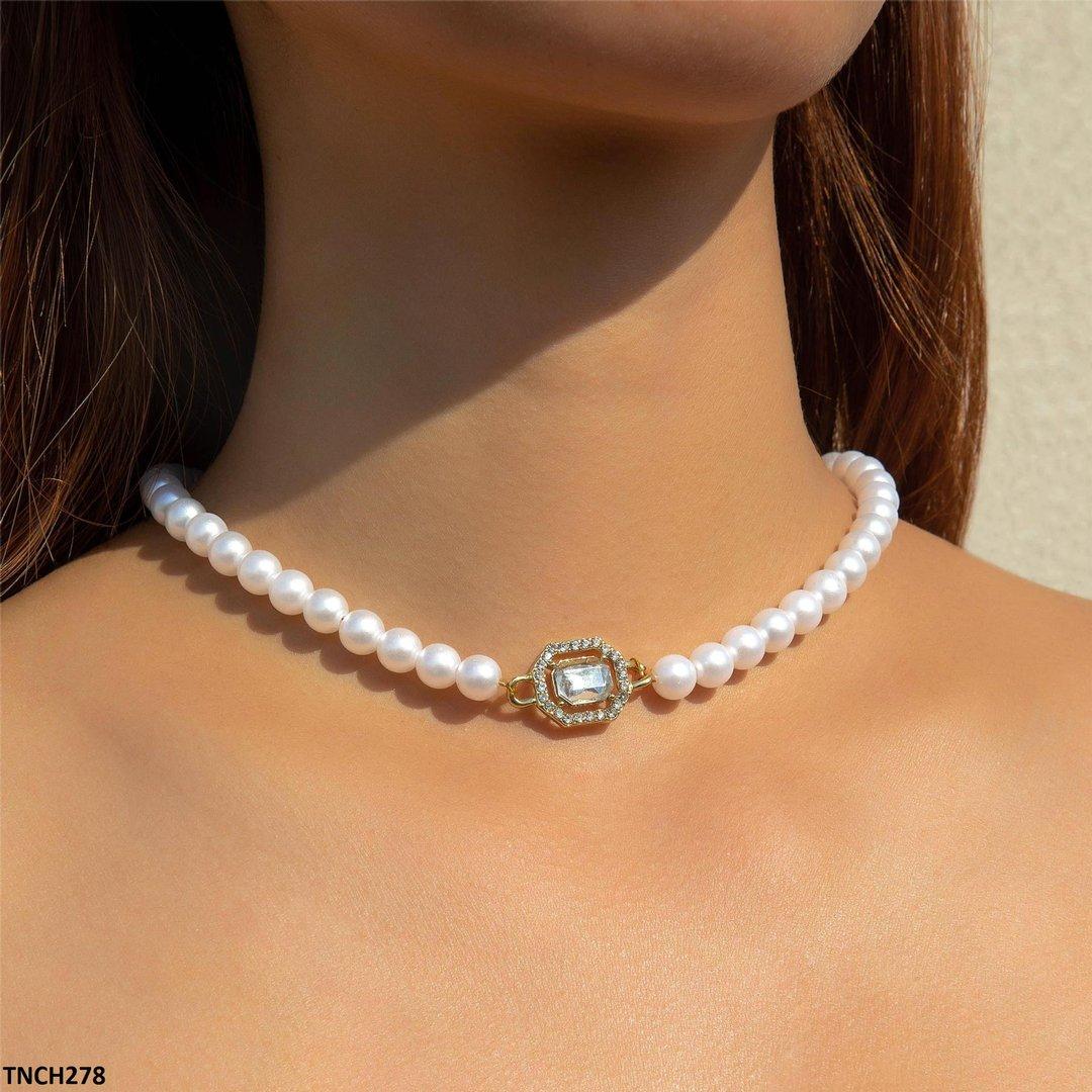 TNCH278 YYE Pearl Round Chain Necklace