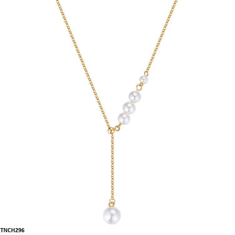 TNCH296 BJF Round Chain Pearl Drop Necklace