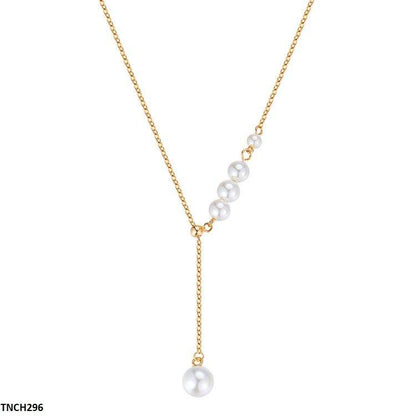 TNCH296 BJF Round Chain Pearl Drop Necklace