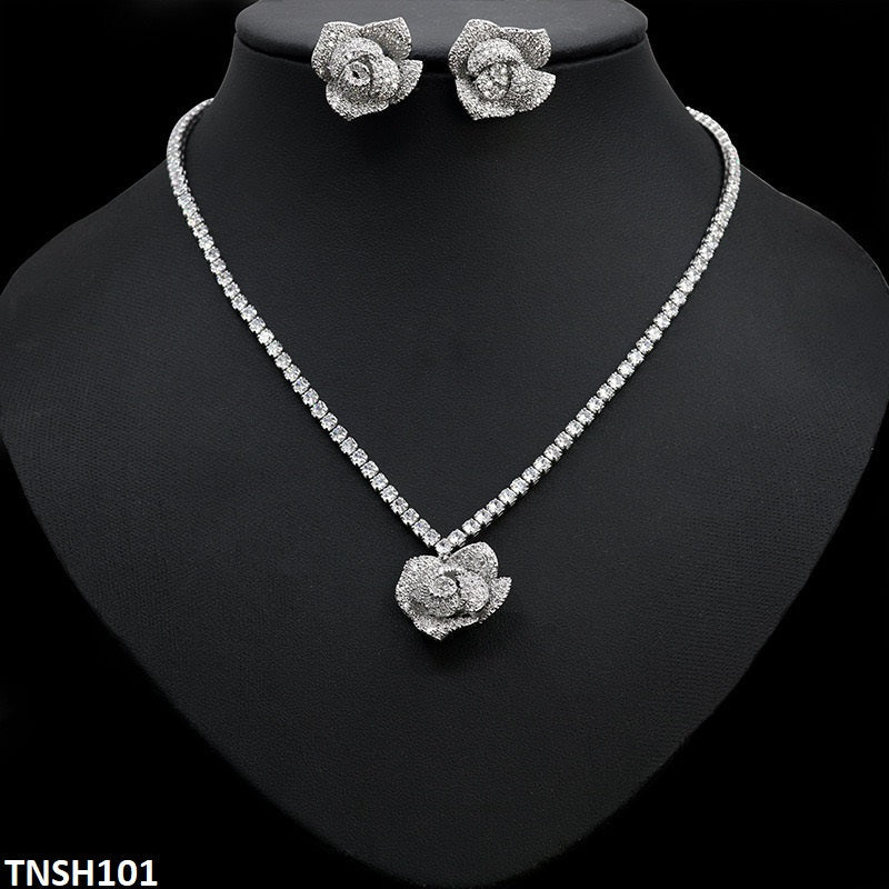 TNSH101 DNG Square Flower Necklace Set