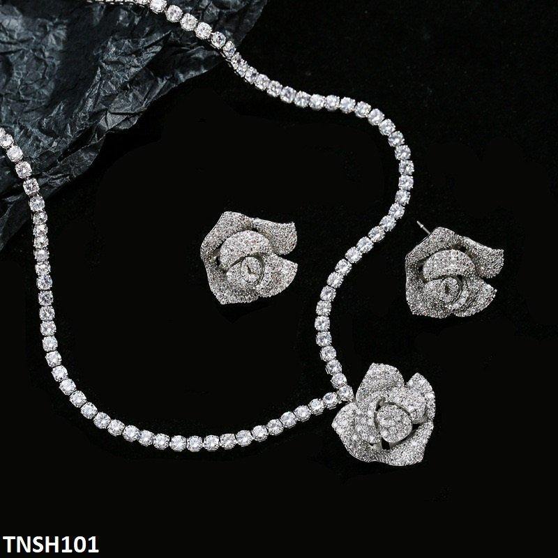 TNSH101 DNG Square Flower Necklace Set