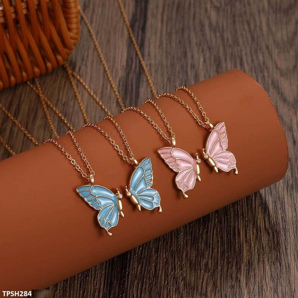 TPSH284 QWN Layer Painted Butterfly Pendant