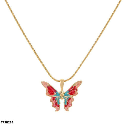 TPSH285 QWN Multi Painted Butterfly/Snake Chain Pendant