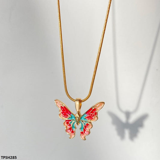 TPSH285 QWN Multi Painted Butterfly/Snake Chain Pendant